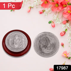 17987 Ganesh Ji, Silver color Coin for Gift & Pooja | Silver Coin | Silver Coin / Diwali Gift (1 Pc / (Metal is not silver)