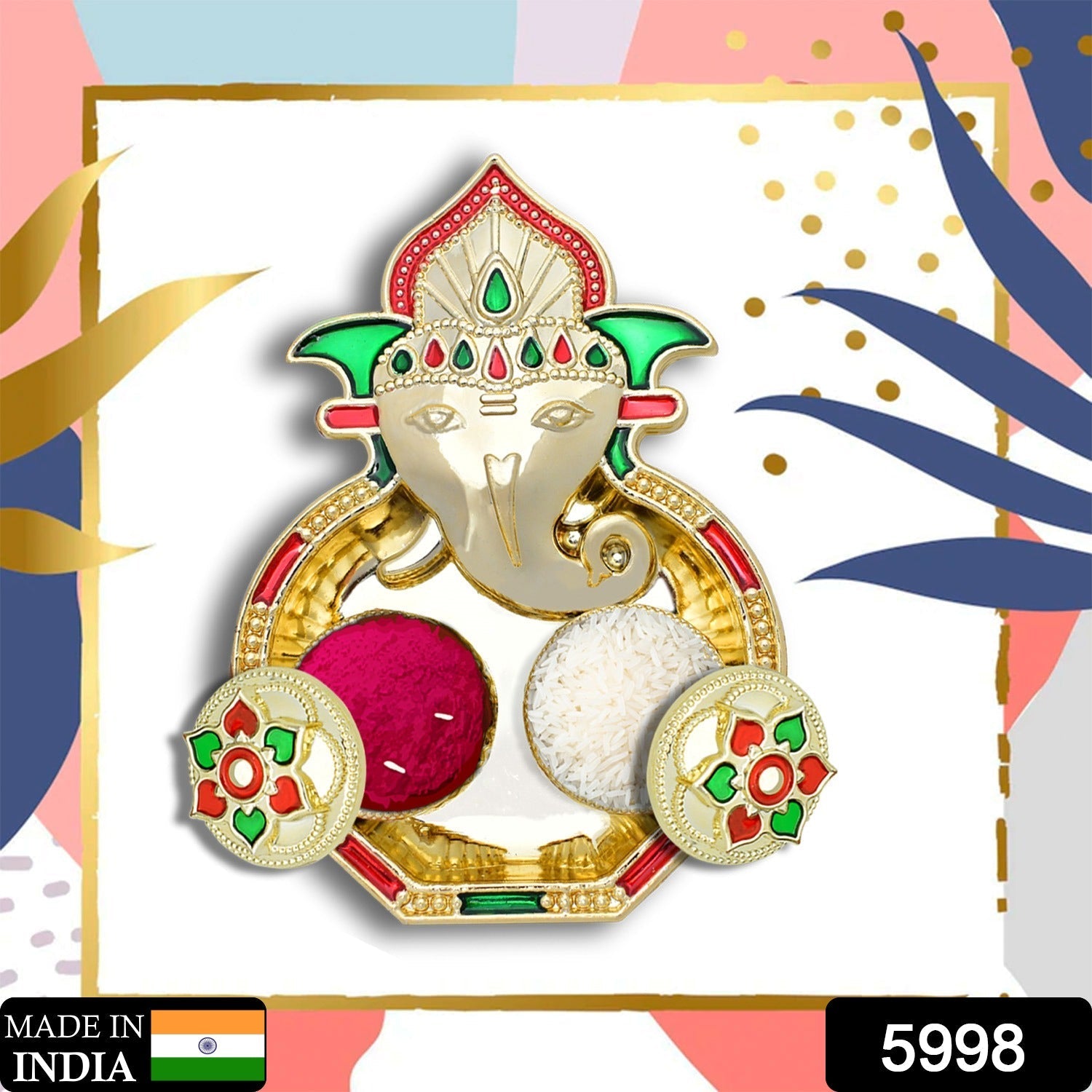 5998 Ganesha Shaped Haldi Kumkum Thali Holder, Pooja Return Gift, Indian Housewarming Gifts, Shivratri, Wedding Favor, Navarathri Favors, Baby Shower ,Janmashtami ,Rakasha Bandhan Special