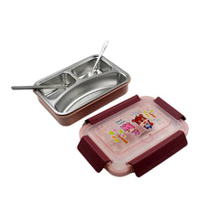 5954 Food‑Safe Materials Kids Lunch Box With steel  Spoon & chopsticks Compartment is Designed Made of 304 Stainless Steel Easy to Clean for School for Camping for Work for Home, Office