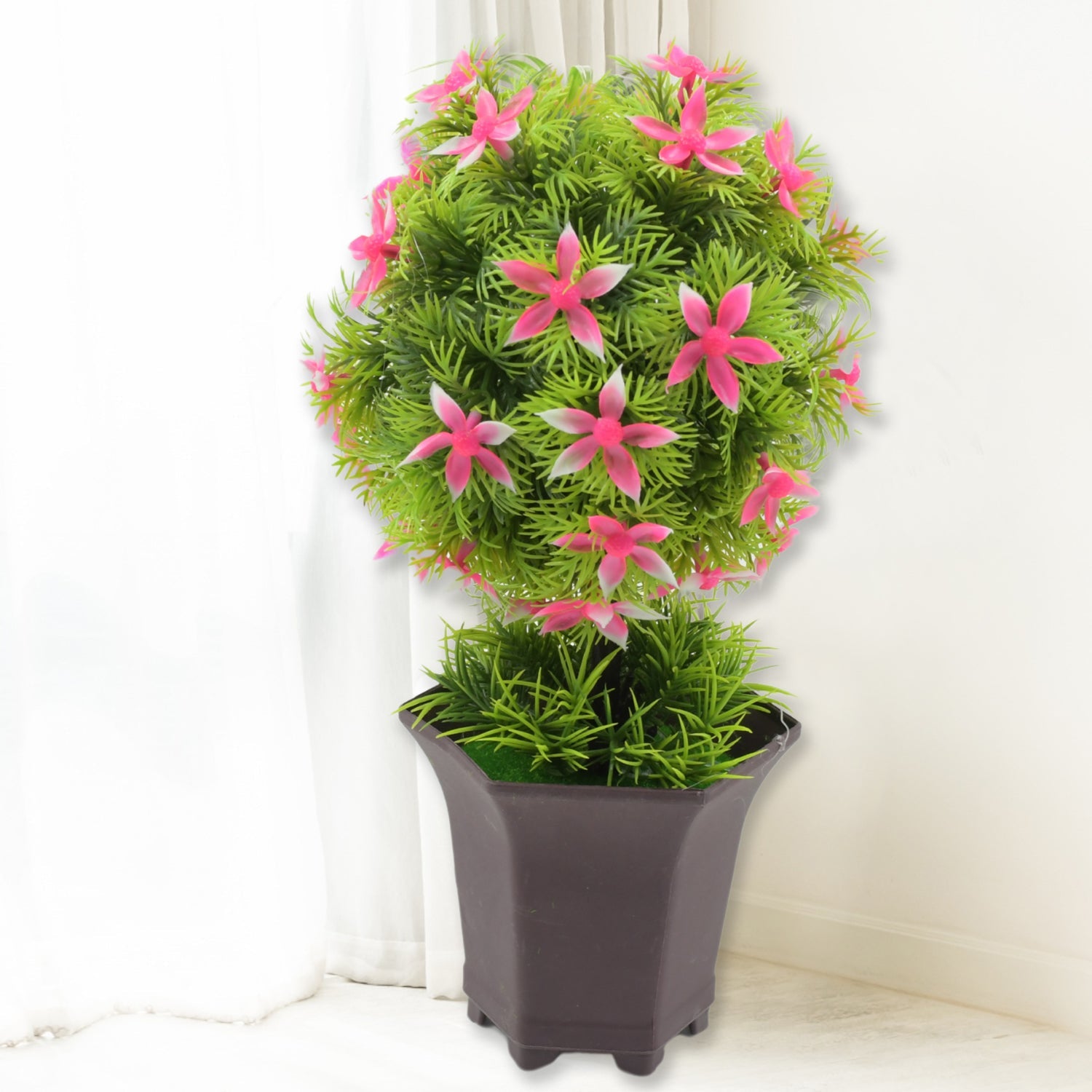 Wild Artificial Flower Plant with Cute Pot – Home Office Tabletop Decor, Indoor Balcony Decoration (1 Pc)