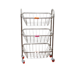 5981 Multipurpose 3 Layer Stainless Steel Fruit & Vegetable 4 Stand Kitchen Trolley |Fruit Basket |Vegetable Basket |Onion Potato Rack For Kitchen |Vegetable Stand For Kitchen