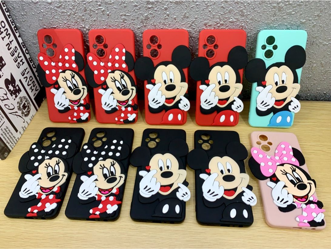 21001 Realme's Couple Mickey-Minnie Back Case Soft Case Material | Colourfull Mickey-Minnie Phone Cover | For Girls Boys Women Kids Cute Cartoon Lovely | Soft Silicone Rubber Shockproof Case | With Soft Rubber Edges & Full Camera Protection
