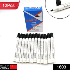 1603  BLACK PERMANENT MARKER LEAK PROOF MARKER CRAFTWORKS, SCHOOL PROJECTS AND OTHER | SUITABLE FOR OFFICE AND HOME USE (PACK OF 12 PC)