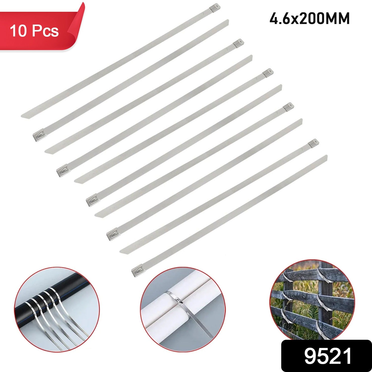 Multipurpose Stainless Steel Cable TIE (10 pcs Set / 4.6x200MM)