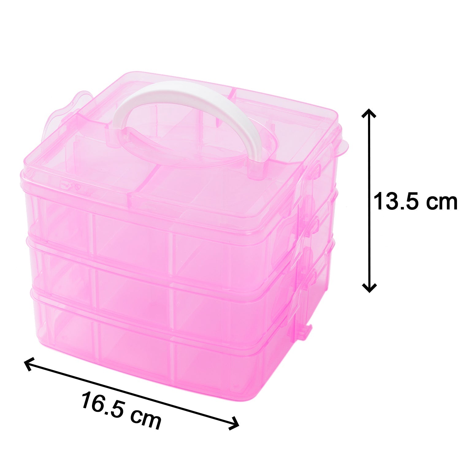 2644 3-Tier 18 Sections Transparent Stackable Adjustable Compartment Slot Plastic Craft Storage Box DeoDap