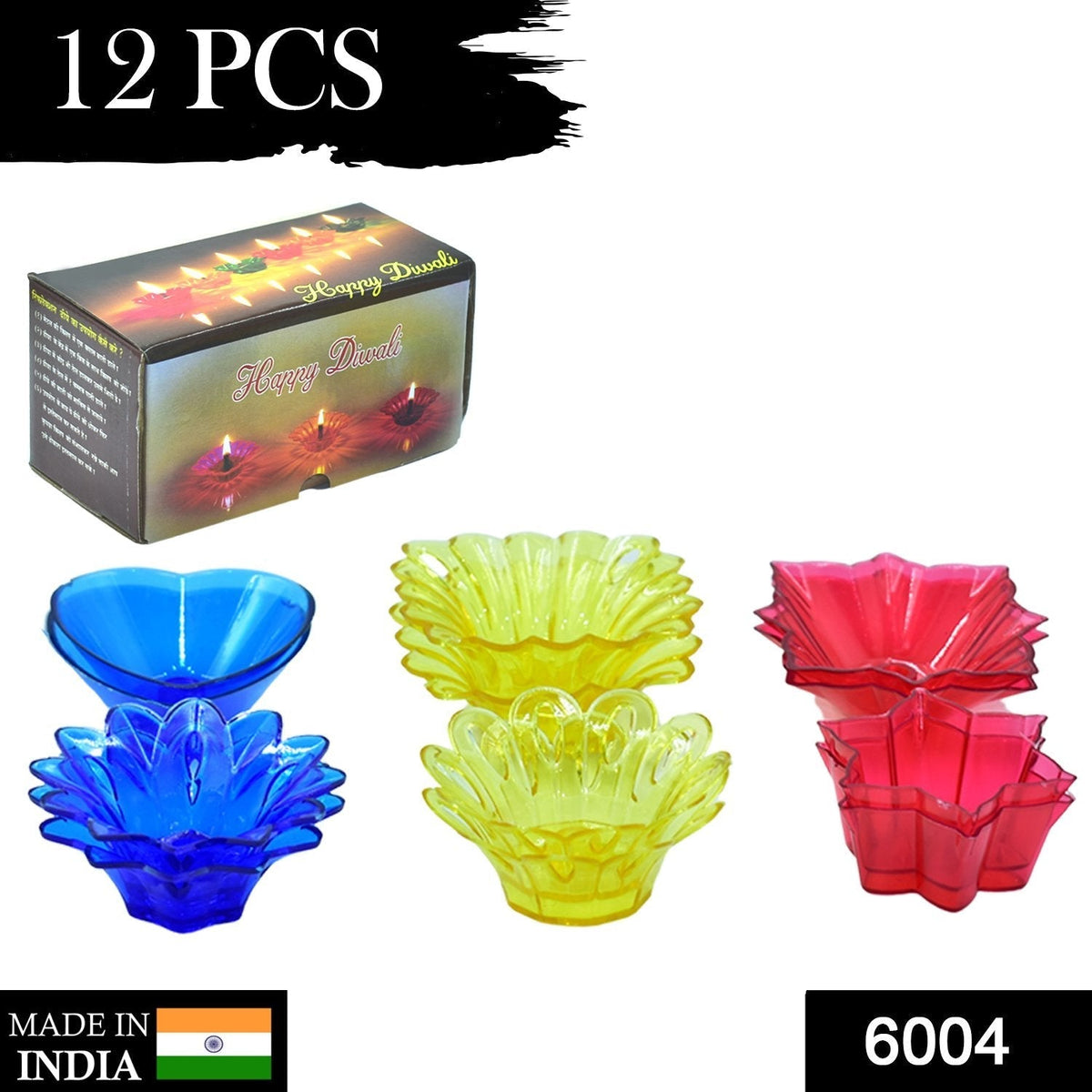 6004 Plastic Candle Cup with Multi Shape  (Multicolor) DeoDap