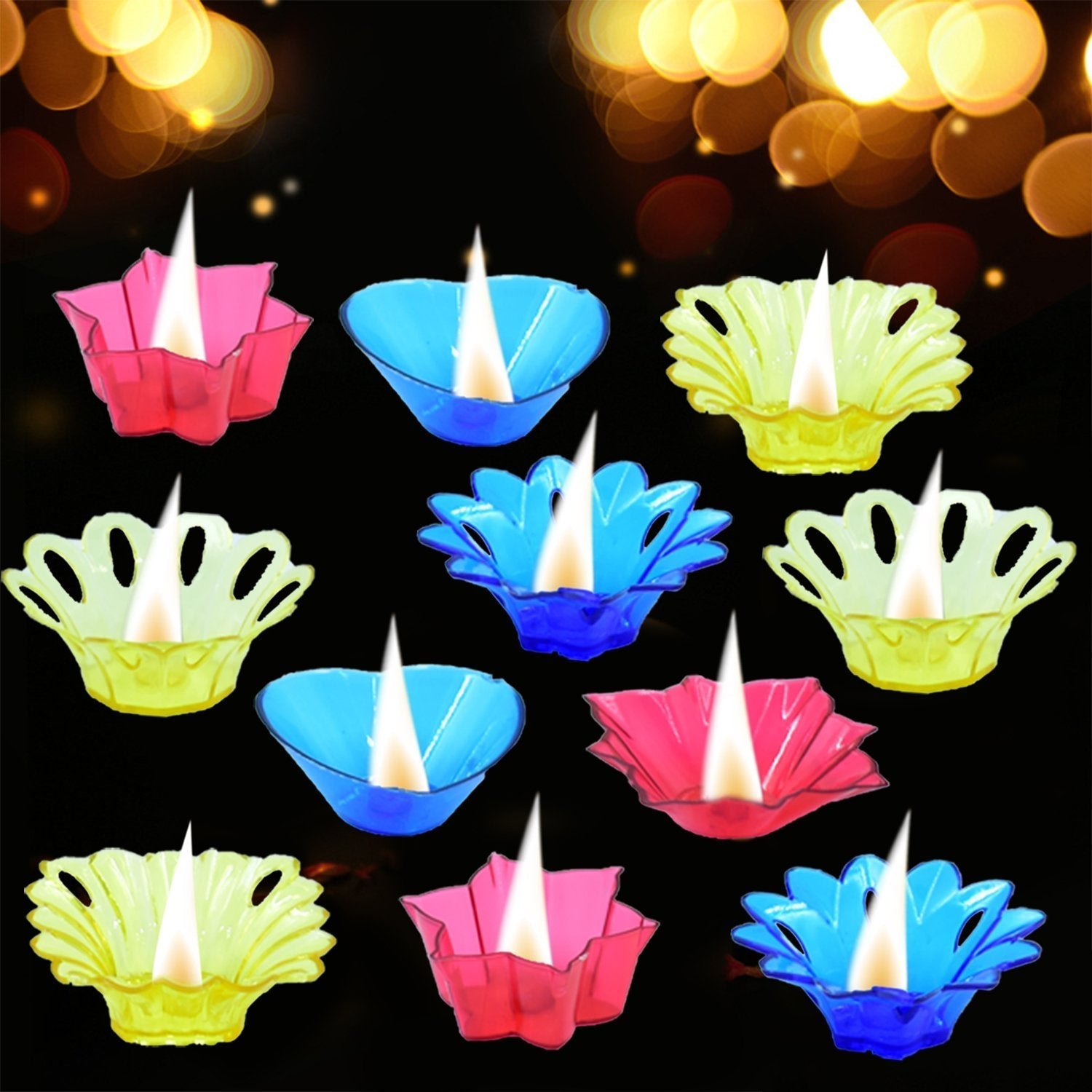 6004 Plastic Candle Cup with Multi Shape  (Multicolor) DeoDap