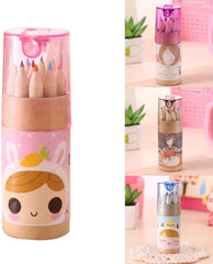 7957 12 Colouring Pencils Kids Set, Pencils Sharpener, Mini Drawing Colored Pencils with Sharpener, Kawaii Manual Pencil Cutter, Coloring Pencil Accessory School Supplies for Kid Artists Writing Sketching