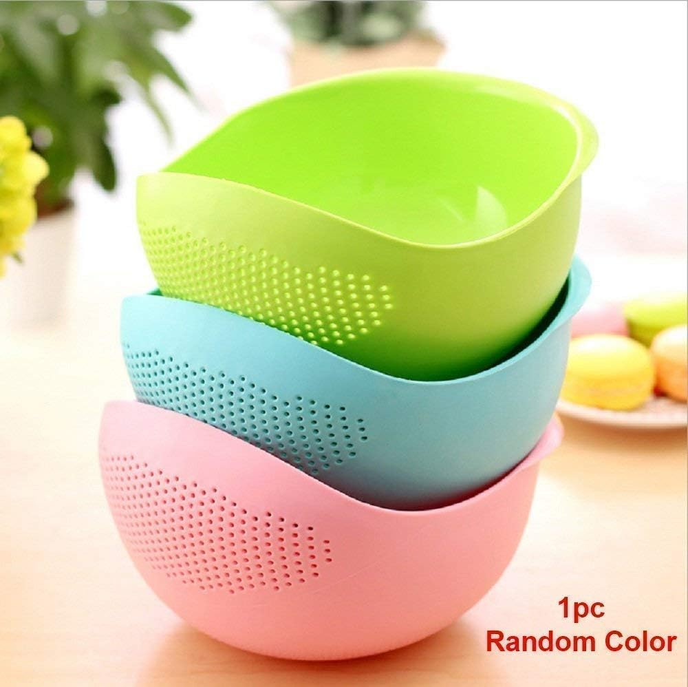 0081 Virgin Rice Bowl Durable Plastic Strainer ,Water Strainer | Vegetable & Fruits Washing Bowl