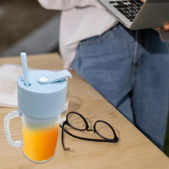 5841 2 In1 Portable Crusher Juicer With Handle & Straw for Smoothie Sipper USB Rechargeable (340 ml) 6 Stainless Steel Blades Compact Juicer Mixer, Juicer Portable Fresh Juice Blender Portable Electric Juicer ( 340 ML )