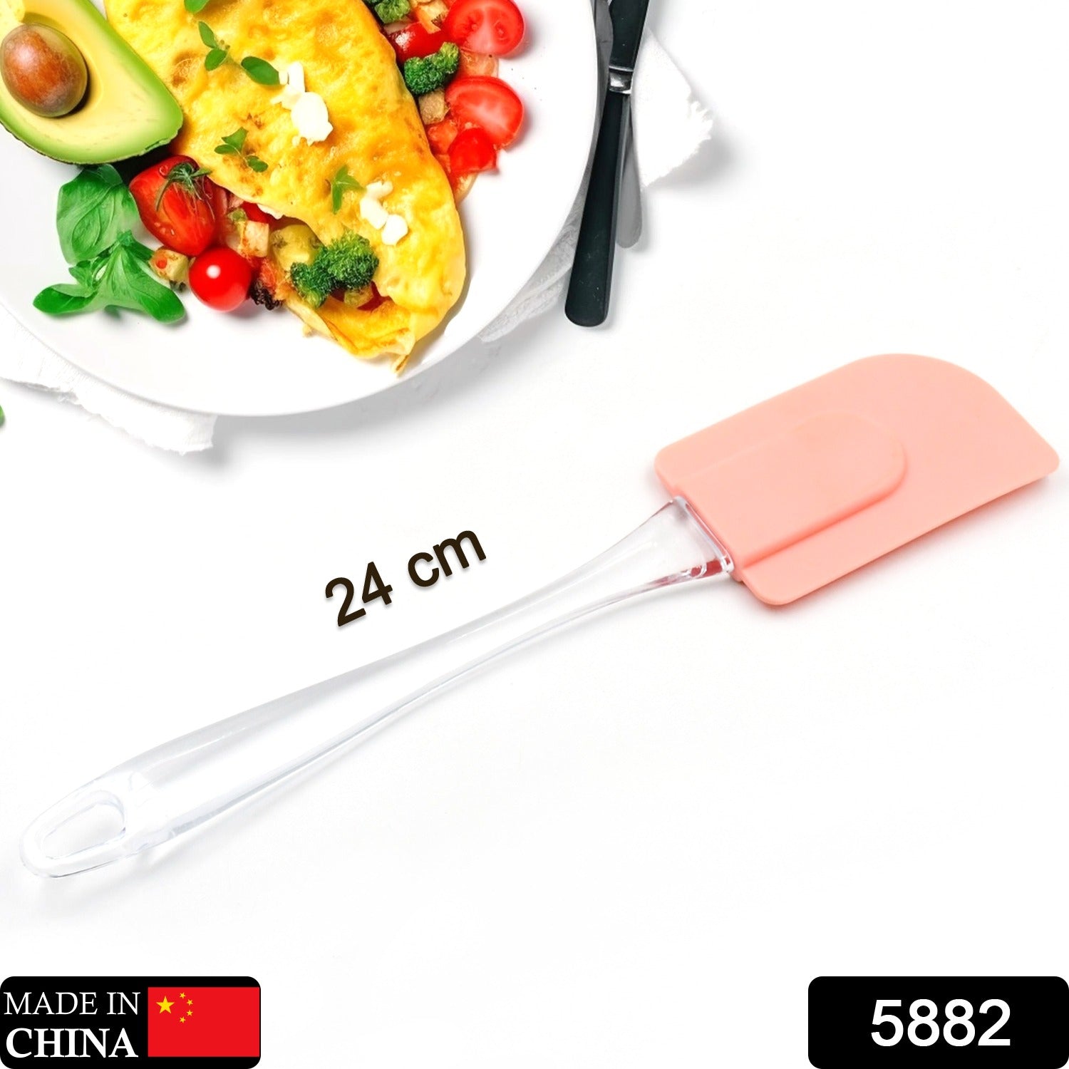 5882 Silicone Spatula for Baking, 1 Pc Rubber Spatula Pancake Spatula Heat Resistant Kitchen Utensils for Cooking Non-Sticky Big Baking Spatula Set Food Grade, BPA Free (24 Cm)