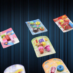 4392 Mix Design 1Set Fancy & Stylish Colorful Erasers for Children Different Designs & Mix, Eraser Set for Return Gift, Birthday Party, School Prize (1Set, 5Pc)