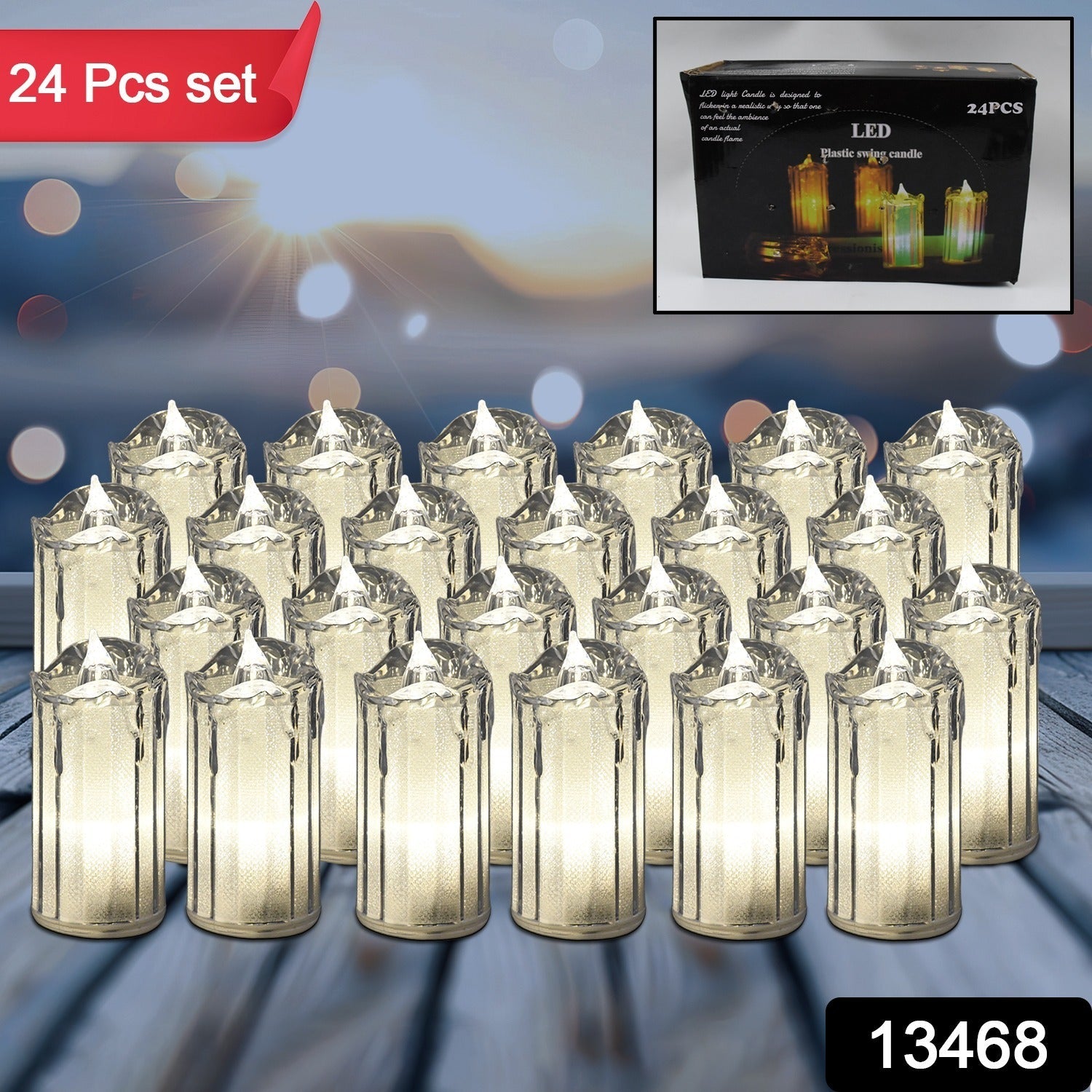 24 Pc Flameless and Smokeless Decorative Melting Candles LED Tea Light Candle Flickering Electronic Candle