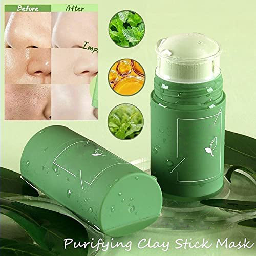 1205 Green Tea Purifying Clay Stick Mask Oil Control Anti-Acne Eggplant Solid Fine, Portable Cleansing Mask Mud Apply Mask, Green Facial Detox Mud Mask