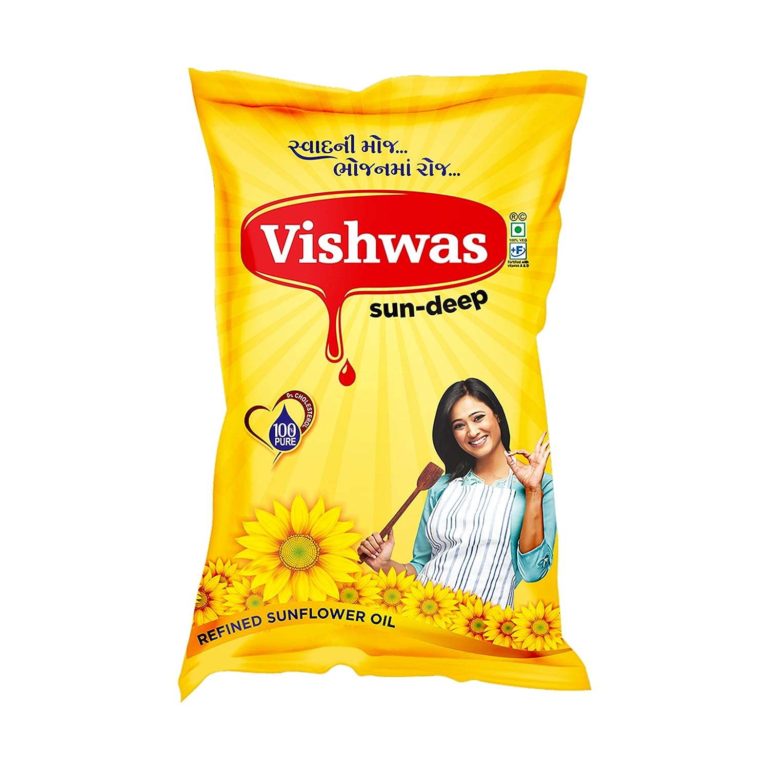 5994A Vishwas Sunflower Oil Jar & Pouch | Refined Sunflower Oil 100% Natural and Pure Sunflower Cooking Oil (Pack Of 5)