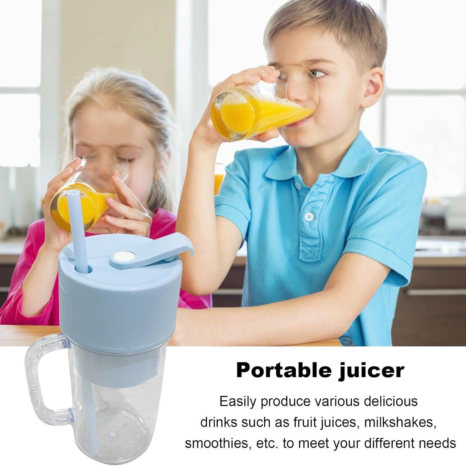 5841 2 In1 Portable Crusher Juicer With Handle & Straw for Smoothie Sipper USB Rechargeable (340 ml) 6 Stainless Steel Blades Compact Juicer Mixer, Juicer Portable Fresh Juice Blender Portable Electric Juicer ( 340 ML )