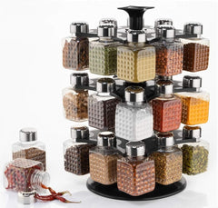 5504 All New Square 24 Bottle Design 360 Degree Revolving Spice Rack Container Condiment, Pieces Set, Square Small Container