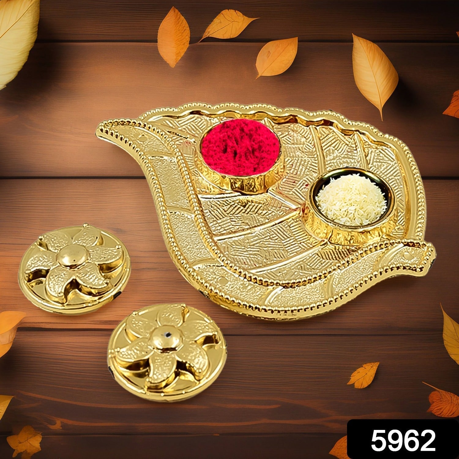 Leaf Shape Rakasha Bandhan Special Puja Thali (1 Pc)