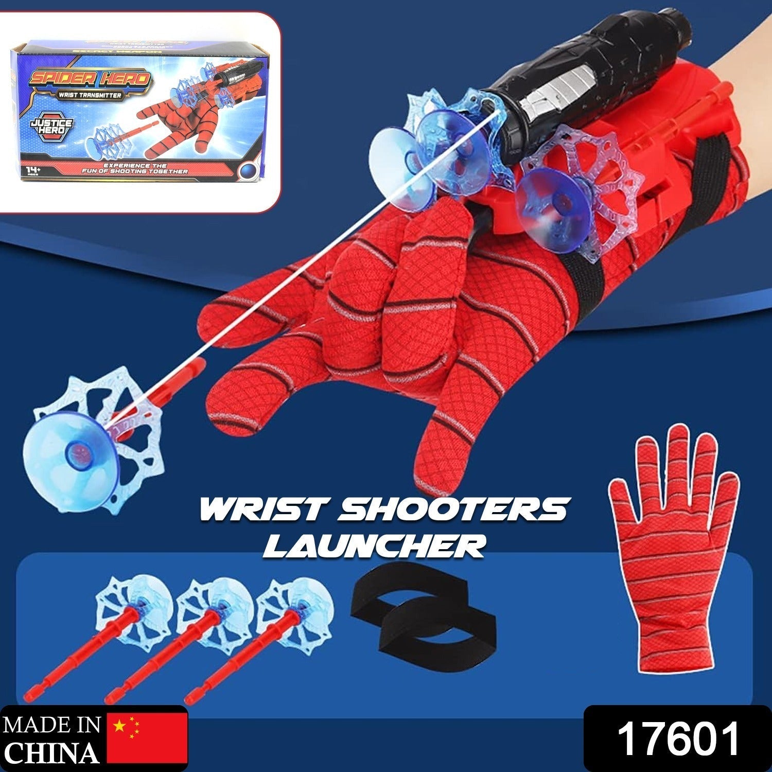 17601 Web Shooter Toy for Kids Fans, Launcher Wrist Gloves Toys For Kids, Boys Superhero Gloves Role-Play Toy Cosplay, Sticky Wall Soft Bomb Funny Children's Educational Toys