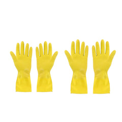 4854 2 pair med yellow gloves For Types Of Purposes Like Washing Utensils, Gardening And Cleaning Toilet Etc. DeoDap