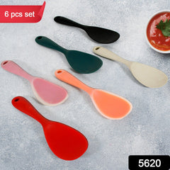 5620 Silicone Rice Paddle Spoon Non Stick Rice Spoon Heat-Resistant Kitchen Gadge Rice Spoon with Hanging Hole Perfect for Rice Mashed Potato (6 pcs set / 22 cm)