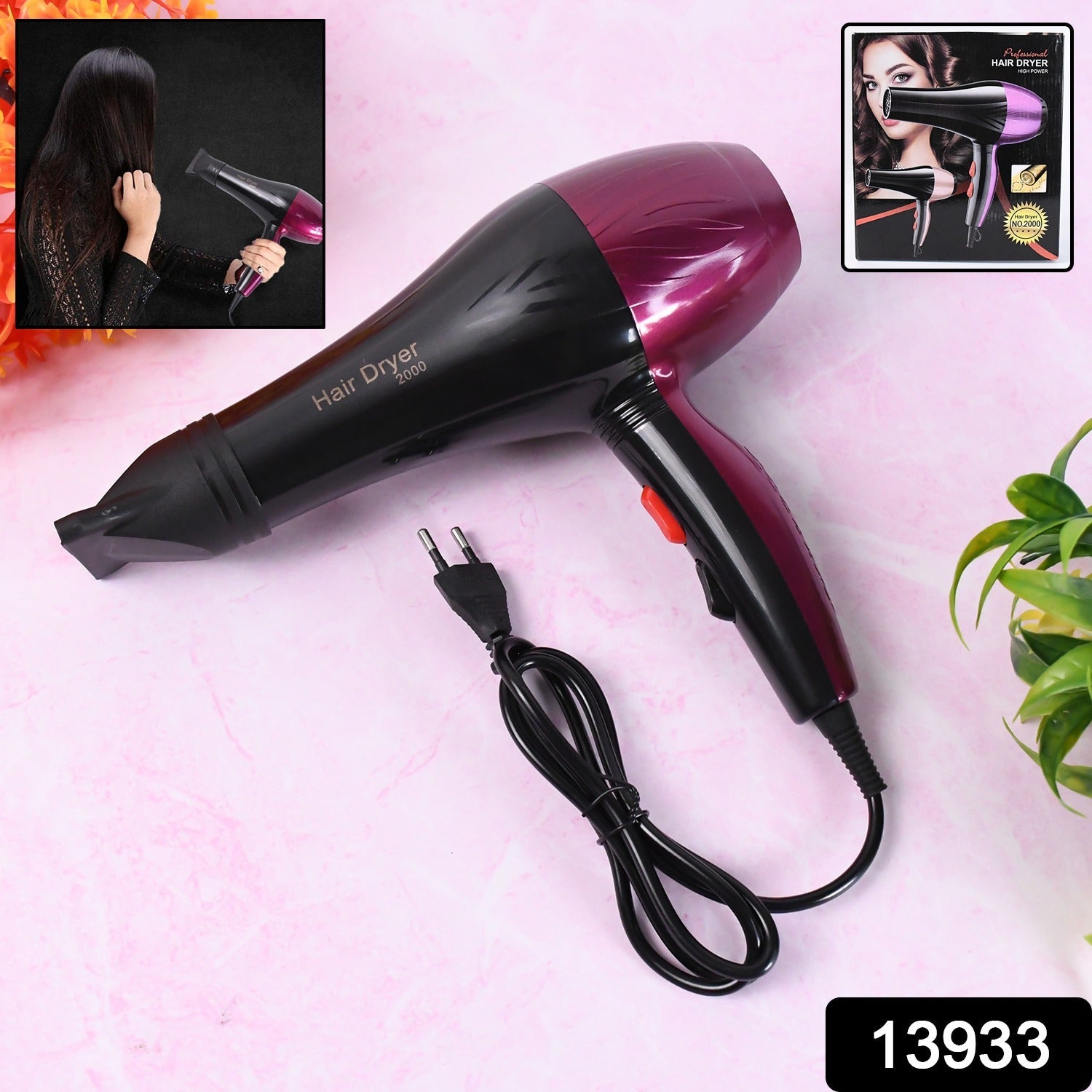 Professional High Power Multi Purpose Hair Dryer Salon (220V,50-60Hz / 1 Pc)