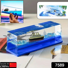 7589 Car Interior Dashboard Decoration Floating Water Cruiser Ship Iceberg Ornament Car Interior Decoration for Birthday Gifts, Home Decor Suitable for Home Show Car Decoration, Gifts, Desk or Paperweight