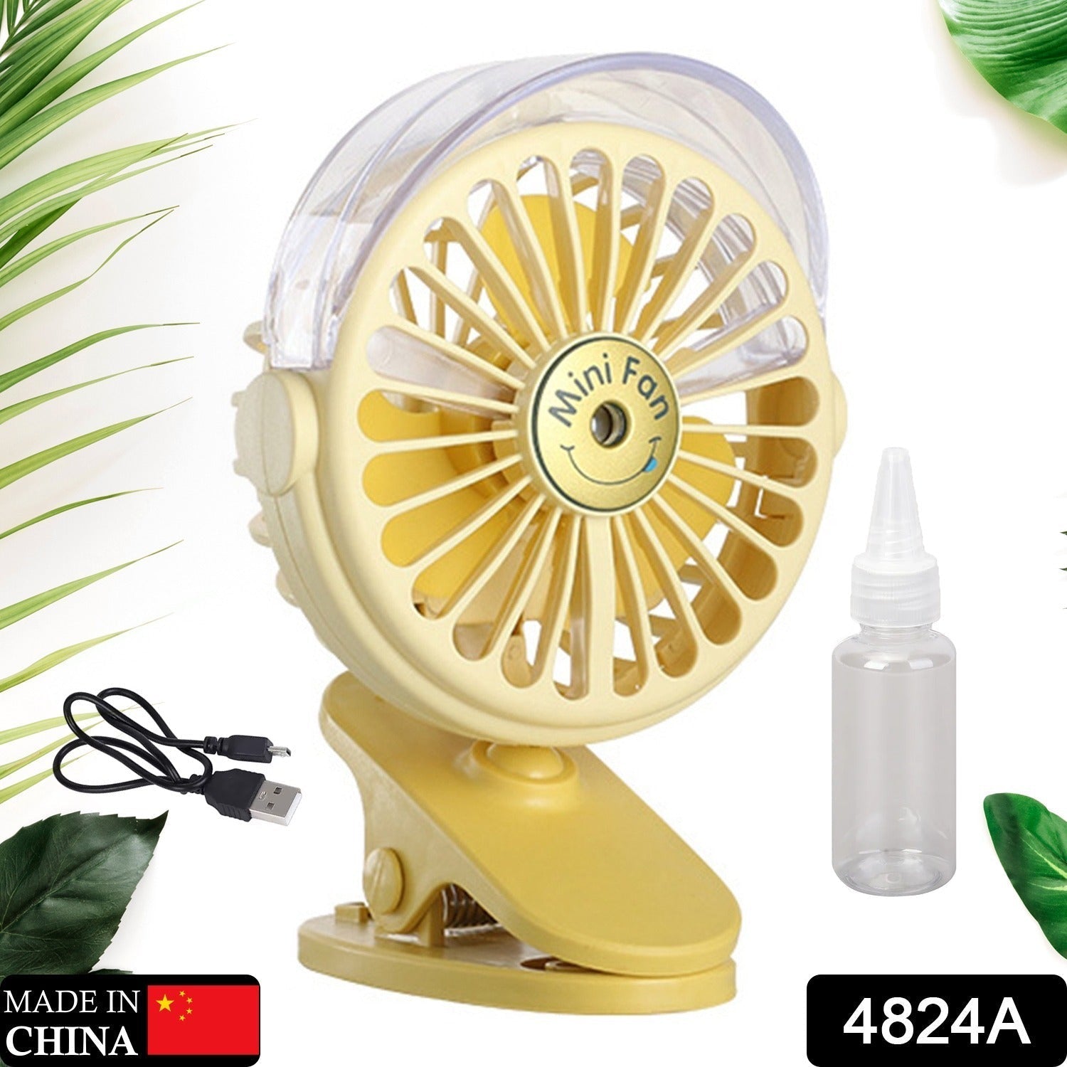 4824A Clip Desk Fan with Small Spray Bottle, Portable Wind Desktop Table Cooling Fan in Single Button, Adjustment Mini Personal Fan for Home Desktop Office Car Indoor Outdoor Travel DeoDap