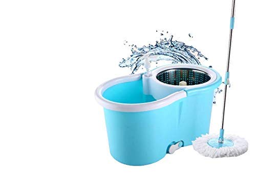 8704 Steel Spinner Bucket Mop 360 Degree Self Spin Wringing with 2 Absorbers for Home and Office Floor Cleaning Mops Set DeoDap