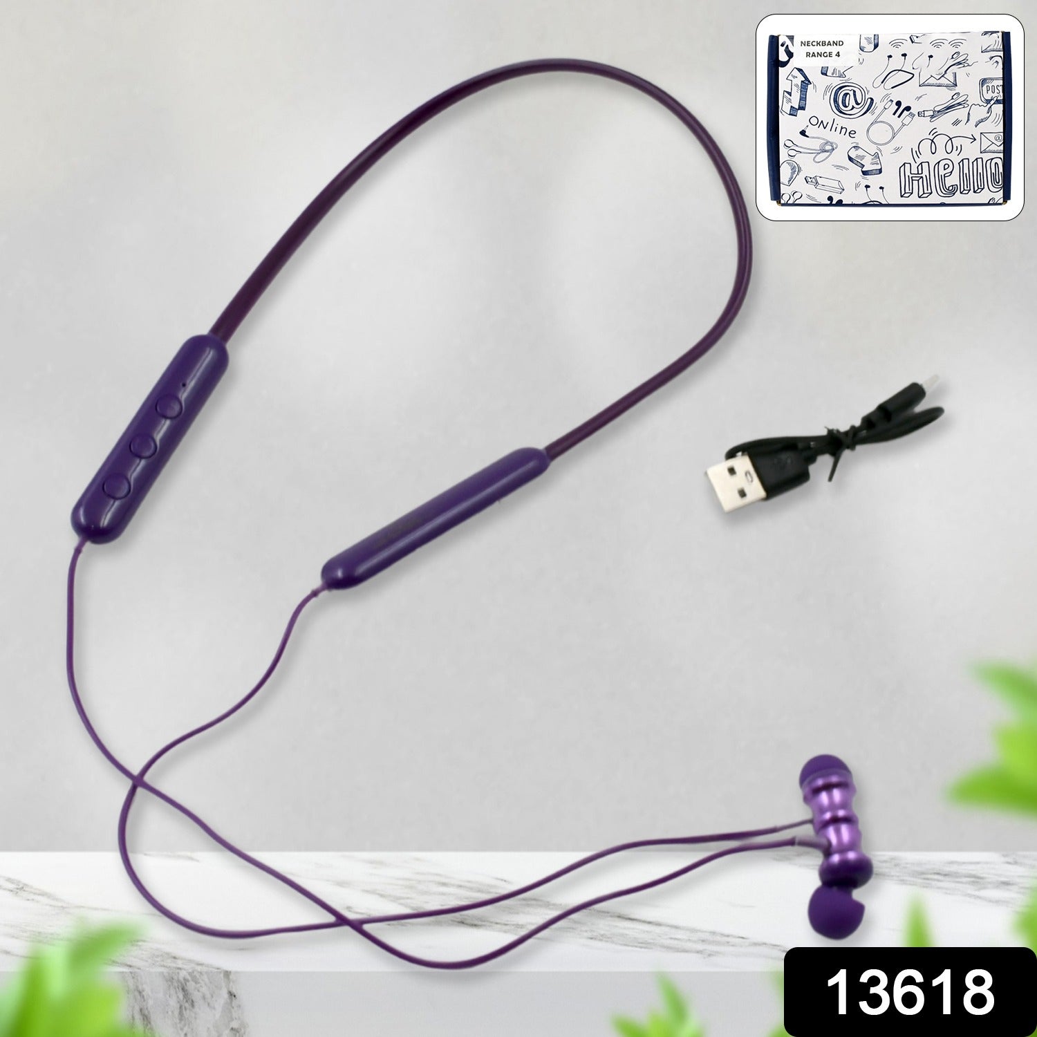 Bluetooth Headphone Neckband Sweat Resistant, Magnetic Earbuds (1 Pc)