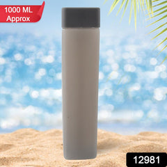 12981 Large Capacity Plastic Water Bottle | Office Bottle | Gym Bottle | Home | Kitchen | Leakproof and BPA Free Drinks Bottle | Square Water Drink Juice Bottle Wide-Mouth BPA Free Leak-Free Lightweight (1 pc / Mix Color / 1000 ML Approx)