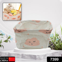 Foldable fabric storage cube, small organizer basket for makeup, baby toys, and books.