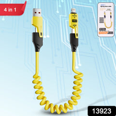 4 in 1 Spring Fast Charging Cable (1 Pc / 1.5 Mtr Long)