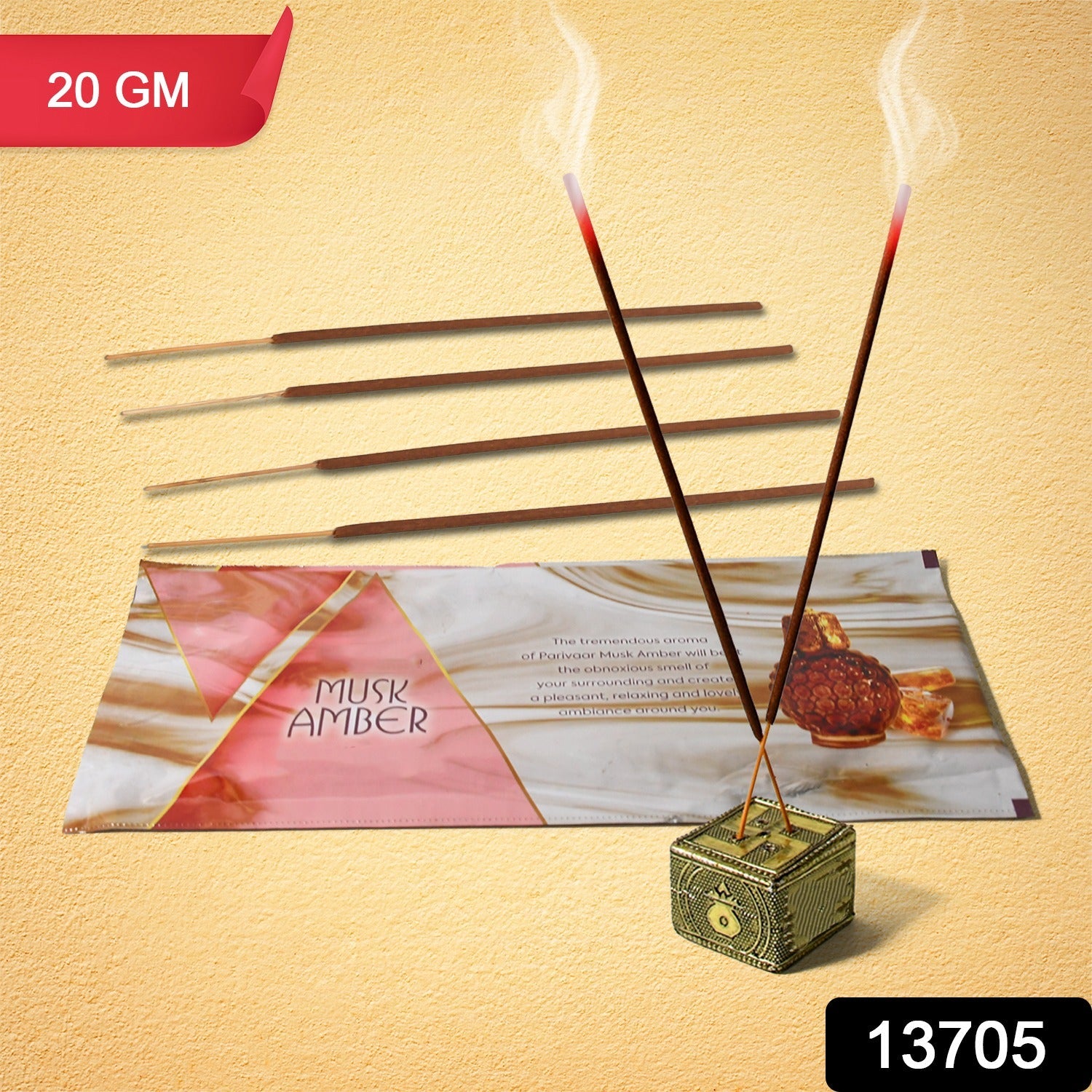 Musk Amber Premium Incense Sticks / Agarbatti (20 Gm / Stand Not Included)