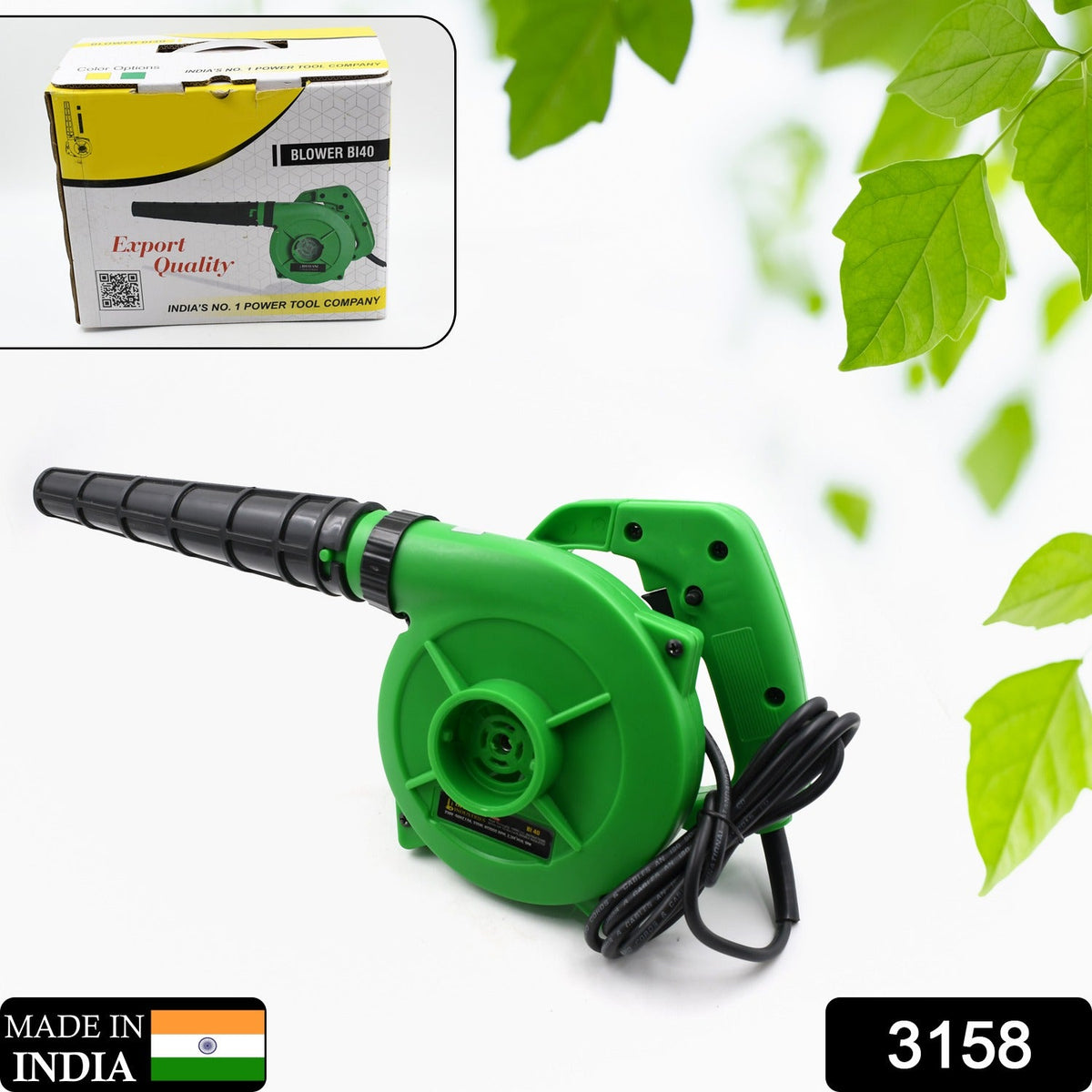 3158 650V Blower Portable rifel Range Heavy Duty air Blower, Electric Air Blower for Home/Office/Car/Pc/Computer Dust/Garage/Patio/Garden Leaf/Trash Cleaning  (350W, 2.3 m3/min, 13000 RPM, Green)