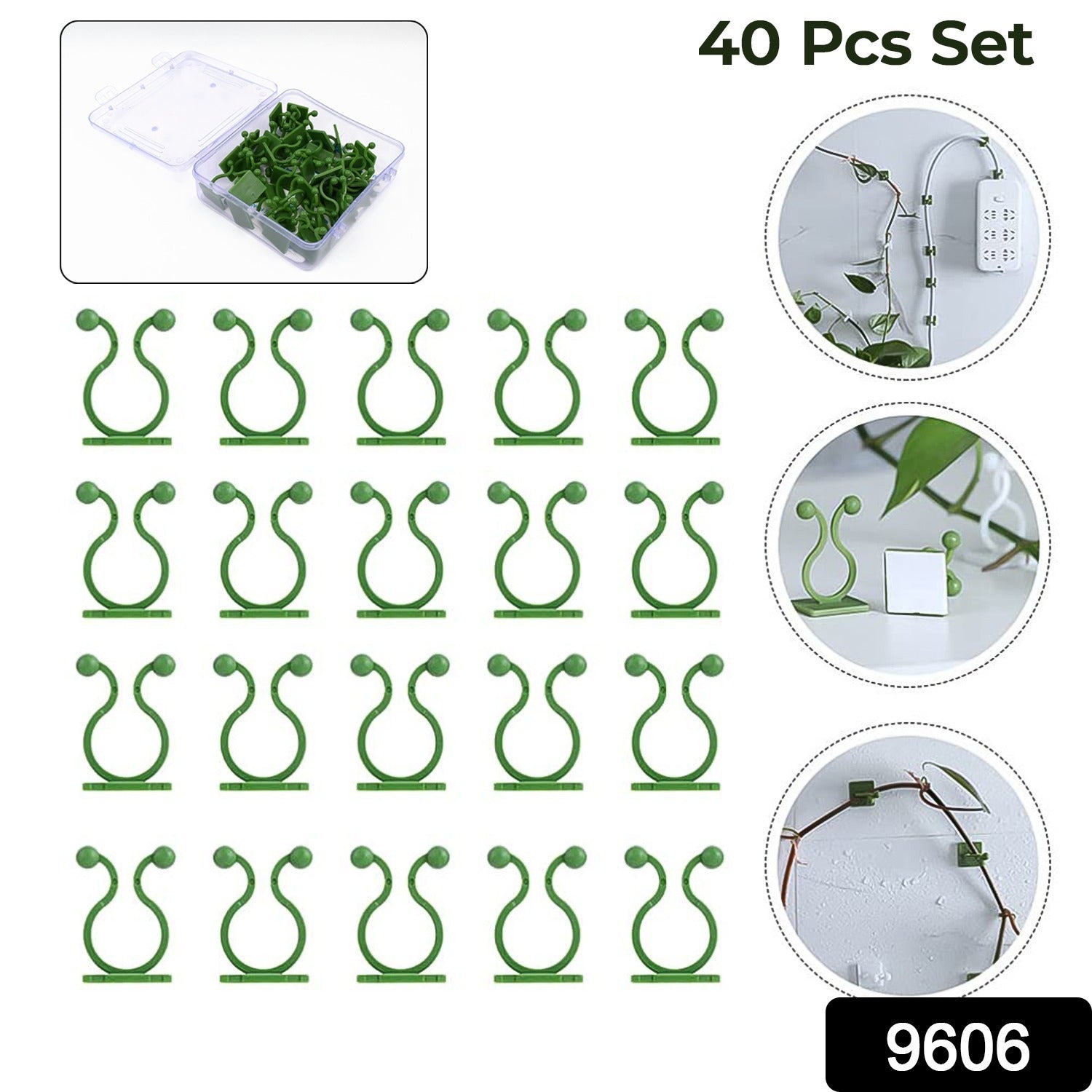 Plant Climbing Wall Fixture Clip Self-Adhesive Hook (40 Pcs Set / With plastic box)