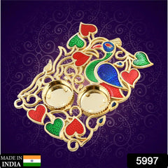 5997 Designer Rakhi Mere Bhaiya with Roli Tikka Peacock Designe Square Plate for Kumkum Thali Holder, Pooja Return Gift, Brother/Bhai/Bhabhi/Sister/Family Rakhi for Rakshabandhan