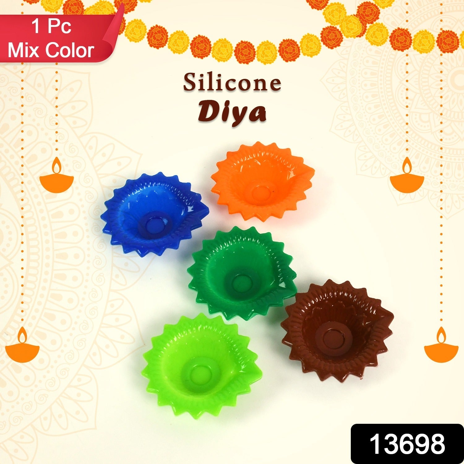 Silicone Diya for Diwali Attractive Design Colourful Diya Combo (Mix Design /1 Pc)