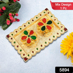 Tray Shape Special Puja Thali (1 Pc / Mix Design)