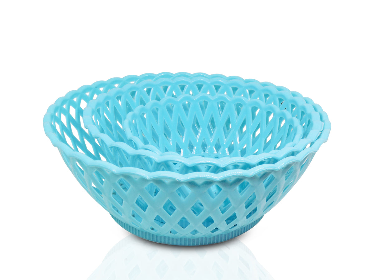 2088 Multipurpose Round Storage Plastic Basket Tray (3pcs) DeoDap