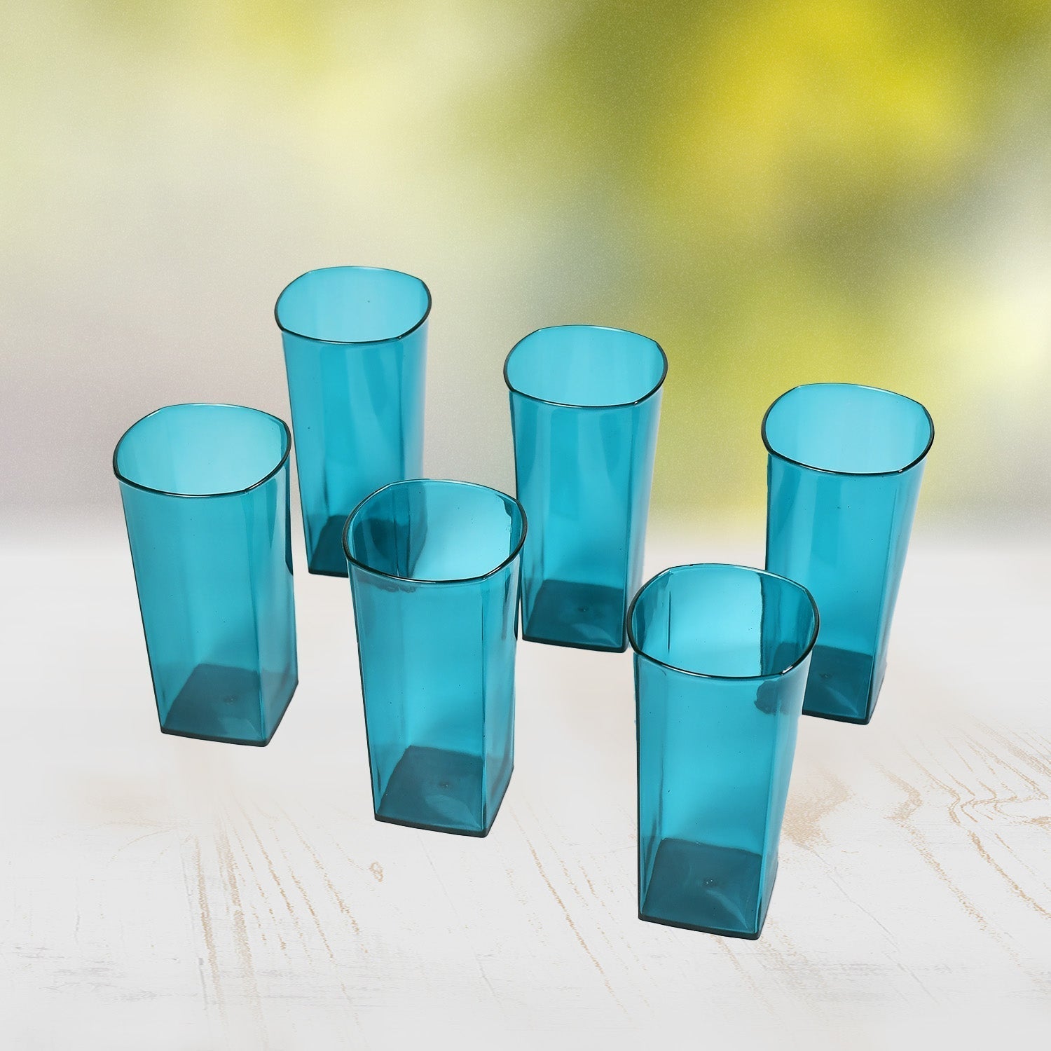 2353 Premium Juice and Water Glasses Set of 6 Transparent, 300ml, Drinking Water Glasses Stylish & Crystal Square Highball Glasses for Water, Juice & Cocktails, Glass Set of 6 for Water DeoDap