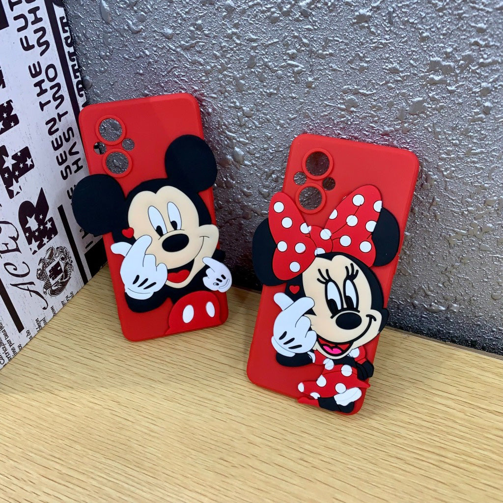 21001 Realme's Couple Mickey-Minnie Back Case Soft Case Material | Colourfull Mickey-Minnie Phone Cover | For Girls Boys Women Kids Cute Cartoon Lovely | Soft Silicone Rubber Shockproof Case | With Soft Rubber Edges & Full Camera Protection