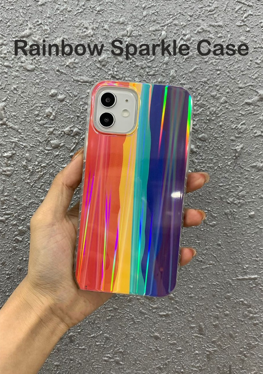 21301 Iphone's Rainbow Shine Hard Back Cover | Hard Rainbow Pattern Case | Glossy Rainbow finish Cover | For Girls Boys Women Kids |  With Hard Edges & Full Camera Protection