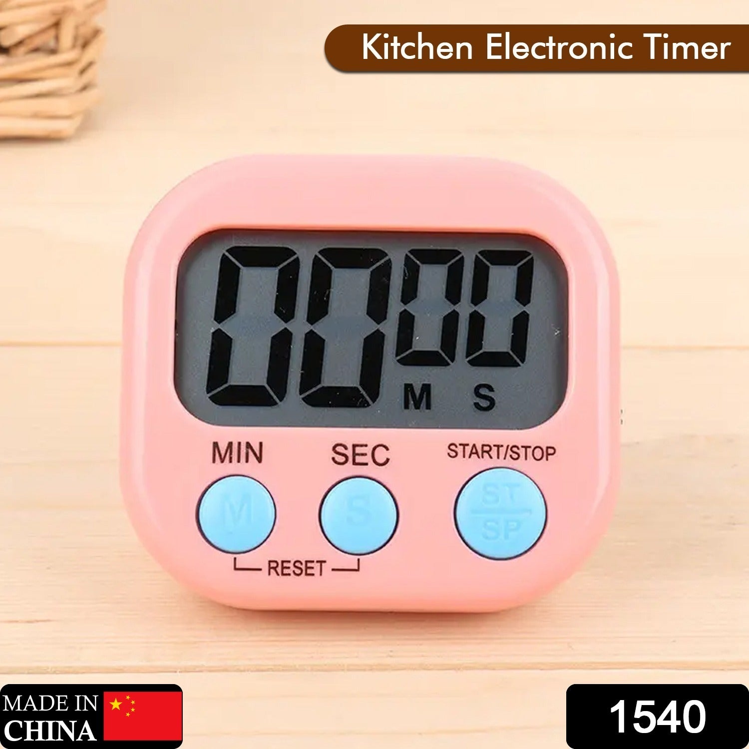 1540 Digital Kitchen Timer Clear Big Digits 0-99 Min for Cooking Office Clock