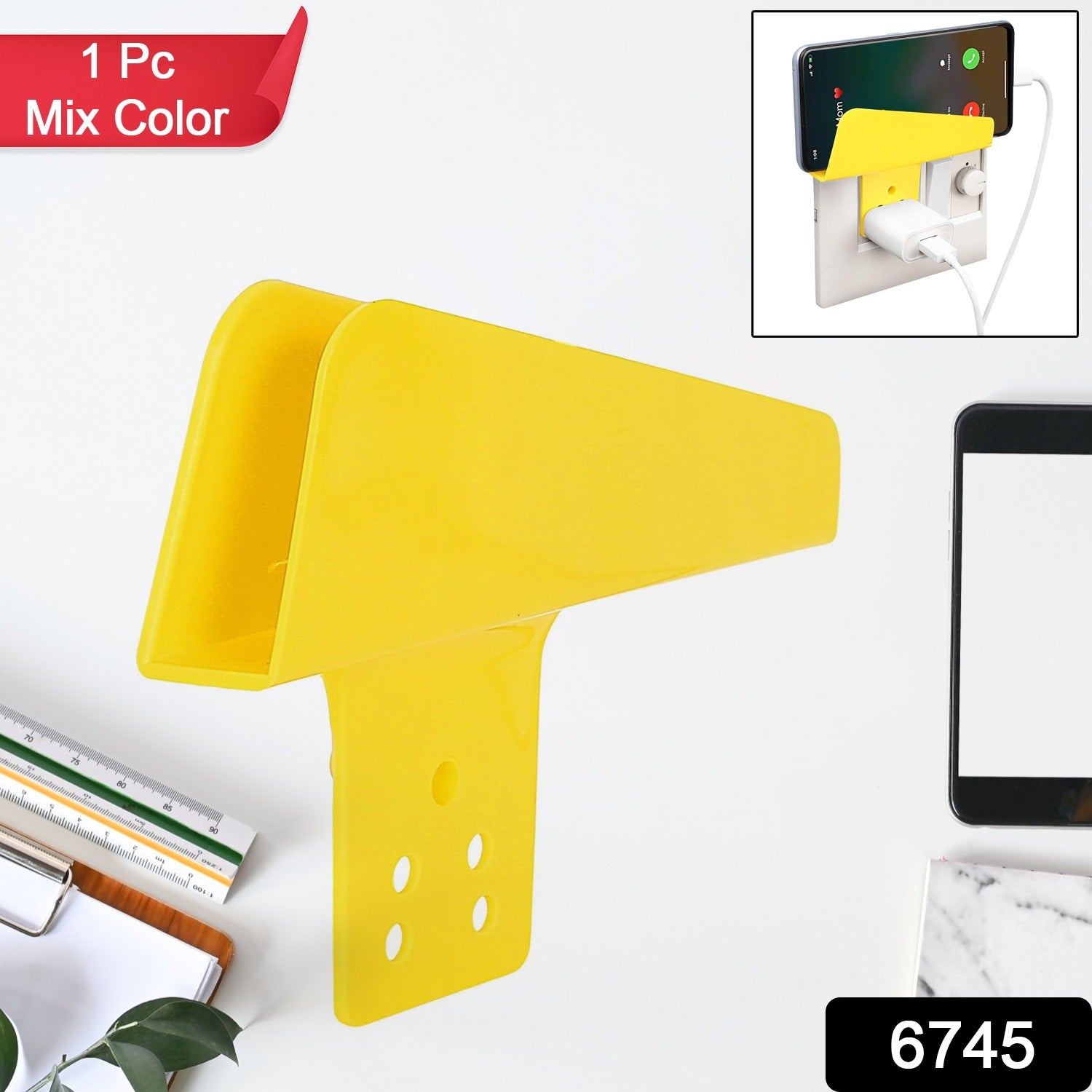 Plastic Secure Mobile Phone Charging Stand Holder (1 Pc / Mix Color)