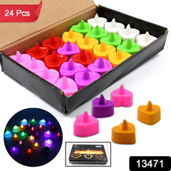 Heart Shape Battery Operated Tea Light LED Candles, for Decoration Use (24 Pc Set)