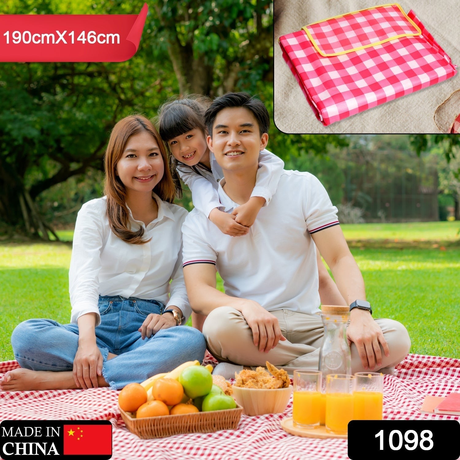 1098 Picnic Blanket Beach Mat Waterproof Blanket Foldable  Picnic, Beach, Camping (142cmx95cm)