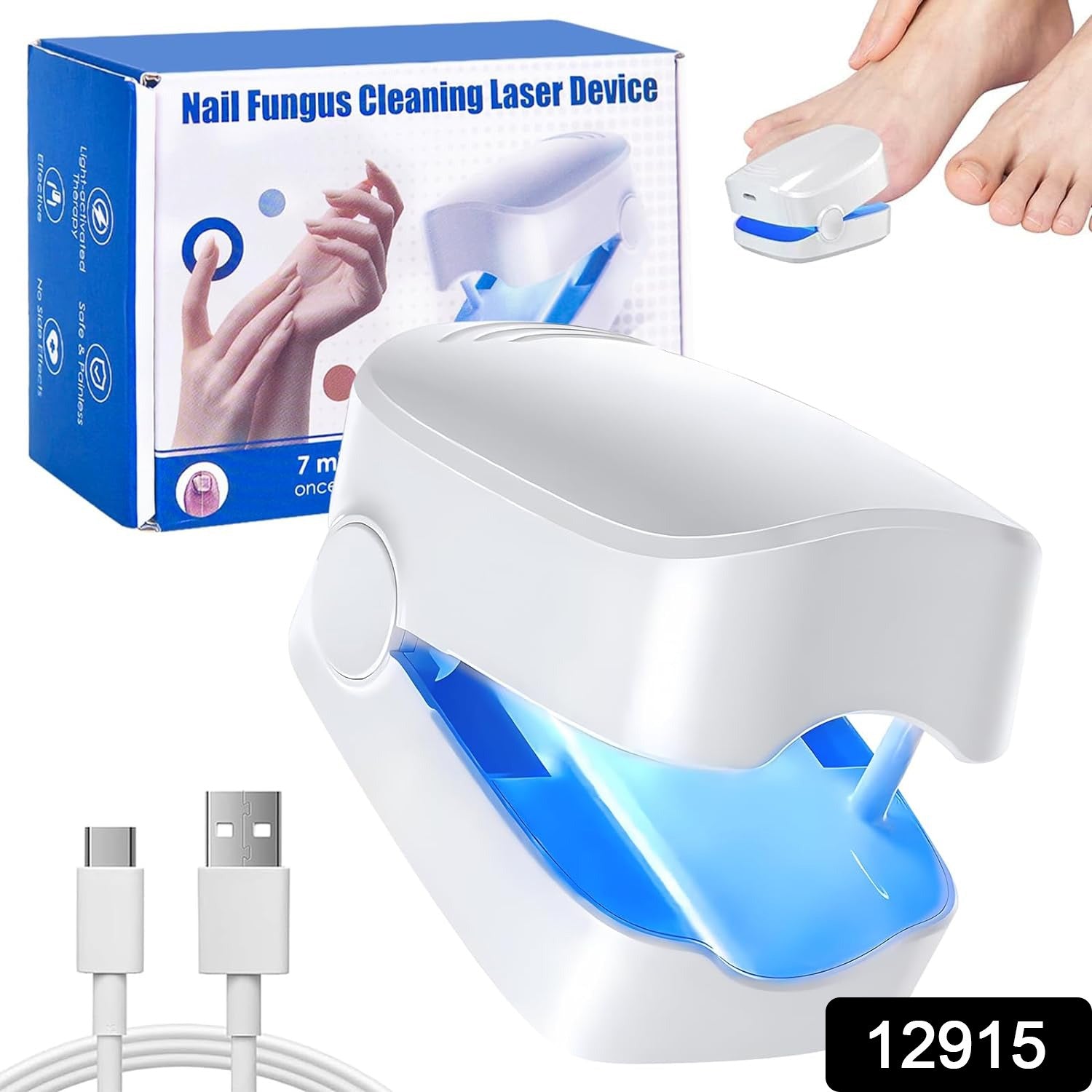 12915 Rechargeable Nail Fungus Treatment for Toenail, Toe Nail Fungal Treatment Nail Fungus Laser Device, Anti-Fungal Nail Treatment for Hand & Feet Infections Remover for Home Use