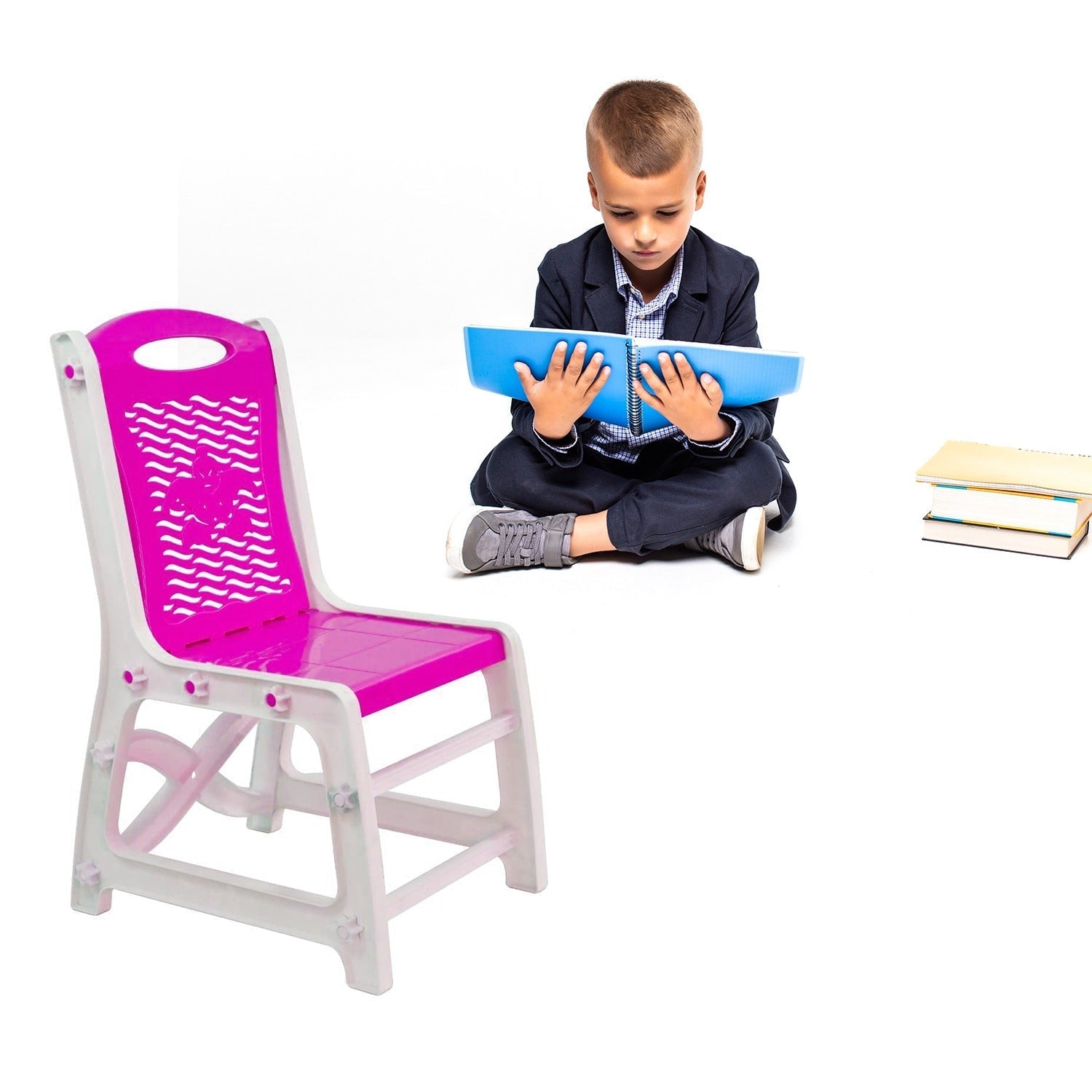 4631 Study Table And Chair Set For Boys And Girls With Small Box Space For Pencils Plastic High Quality Study Table (Pink)