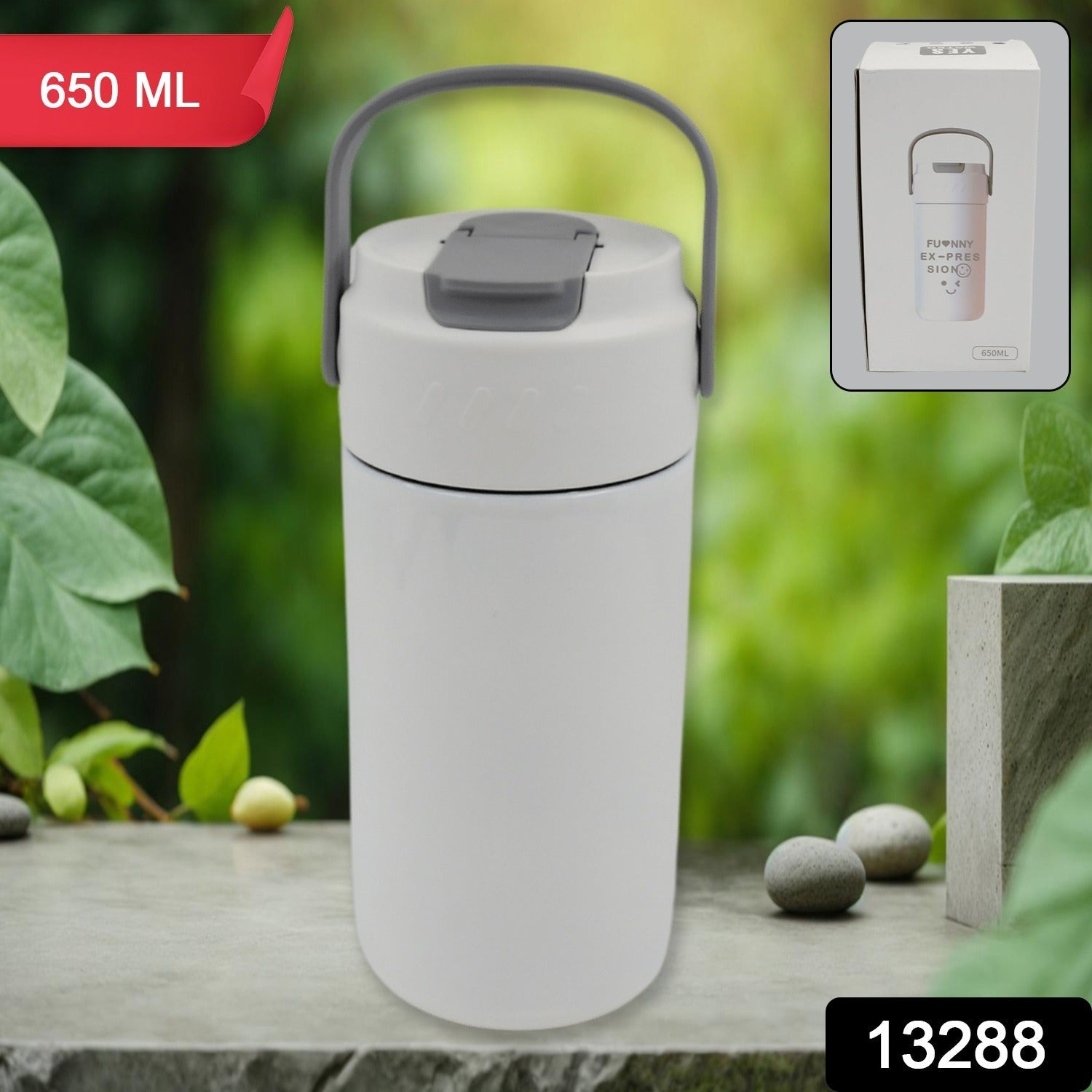 Stainless Steel Mug / Bottle Vacuum Insulated Cup With Handle, Small Cup & Straw (650 ML)